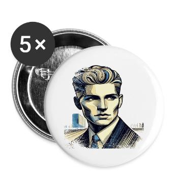 Unbekannter | Stranger | ausgefranster Rand - Buttons klein 25 mm (5er Pack) - Weiß - Vorne