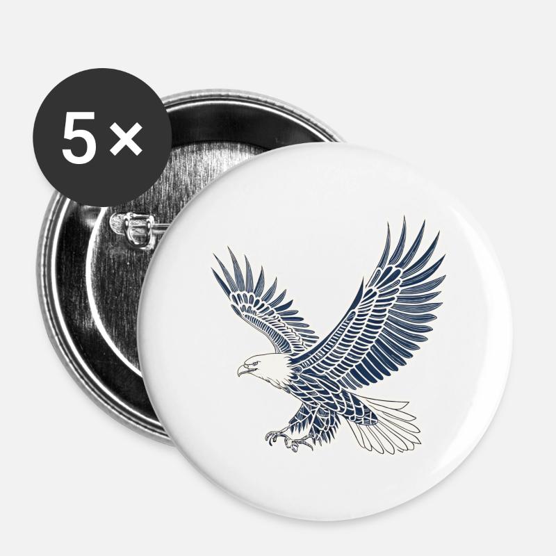 Eagle in Flight - Buttons small 1''/25 mm (5-pack) - white
