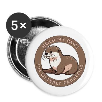 Otterly Fabulous - Buttons small 1''/25 mm (5-pack) - white - Front