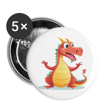 Bunte Drachen-Welt auf meinem Shirt - Buttons klein 25 mm (5er Pack) - Weiß - Vorne