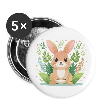 Cute bunny, great joy - Buttons small 1''/25 mm (5-pack) - white - Front