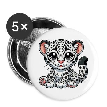 Ozelot - Buttons klein 25 mm (5er Pack) - Weiß - Vorne