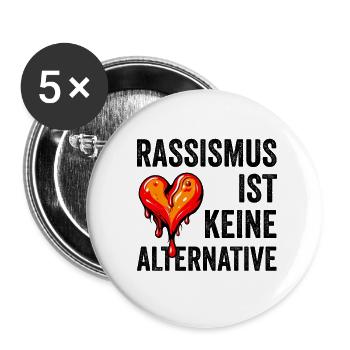 Rassismus ist keine Alternative - Buttons klein 25 mm (5er Pack) - Weiß - Vorne