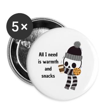 All I need is warmth and snacks - Buttons small 1''/25 mm (5-pack) - white - Front