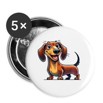 dackel - Buttons klein 25 mm (5er Pack) - Weiß - Vorne