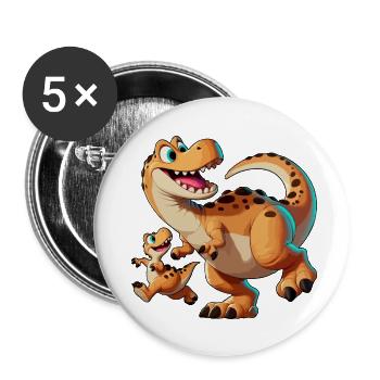 Allosaurus-Mutter mit herumtollendem Kind - Buttons klein 25 mm (5er Pack) - Weiß - Vorne