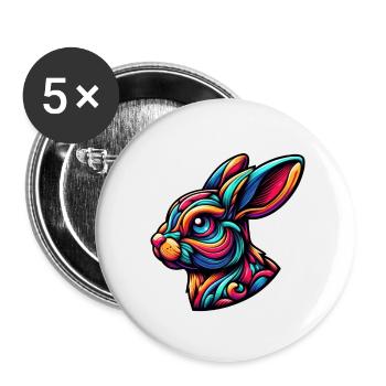 Abstract Rabbit Illustration - Buttons small 1''/25 mm (5-pack) - white - Front