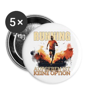 Running - Aufgeben ist keine Option - Buttons klein 25 mm (5er Pack) - Weiß - Vorne