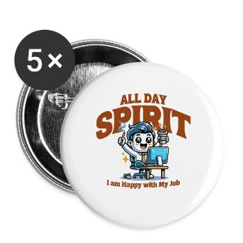 All Day Spirit – Happy with My Job Comic Design - Buttons small 1''/25 mm (5-pack) - white - Front