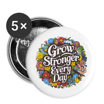 Grow stronger - Buttons small 1''/25 mm (5-pack) - white - Front