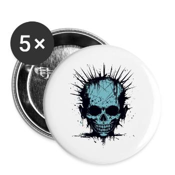 Horreur effrayante Punk Zombie - Lot de 5 petits badges (25 mm) - blanc - Devant