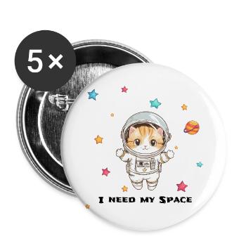 Space Kitty Adventure - Buttons klein 25 mm (5er Pack) - Weiß - Vorne
