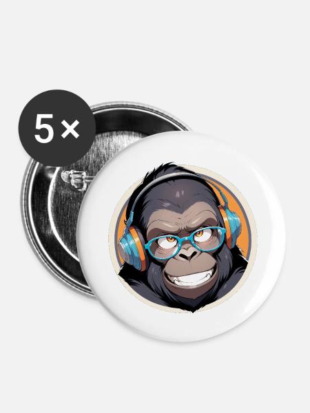 Happy Kong - Buttons klein 25 mm (5er Pack) - Weiß