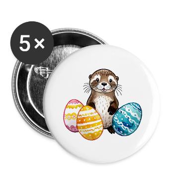 Loutre Aquarelle de Pâques - Lot de 5 petits badges (25 mm) - blanc - Devant