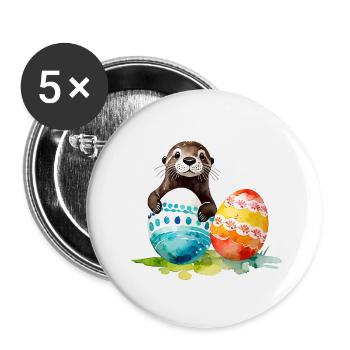 Loutre Aquarelle de Pâques - Lot de 5 petits badges (25 mm) - blanc - Devant