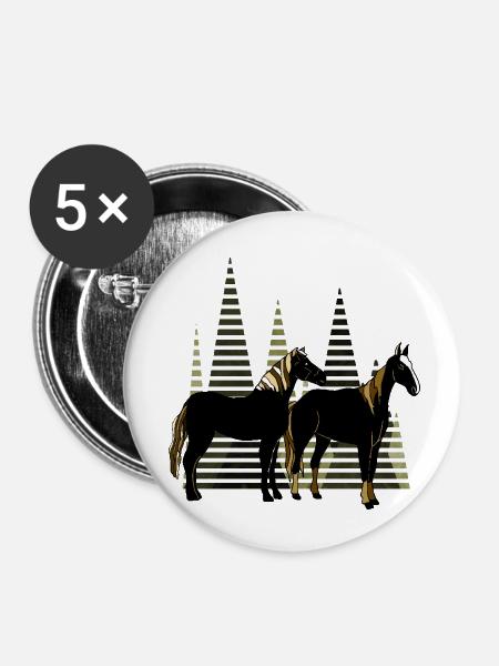 Pferde - Buttons klein 25 mm (5er Pack) - Weiß