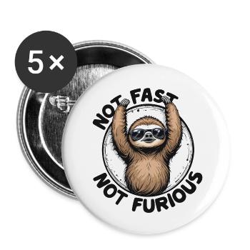 Sloth - not fast not furious 0043429 - Buttons small 1''/25 mm (5-pack) - white - Front