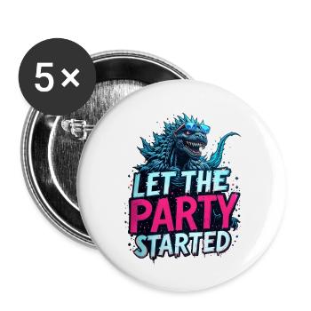 let the party startet - Buttons klein 25 mm (5er Pack) - Weiß - Vorne