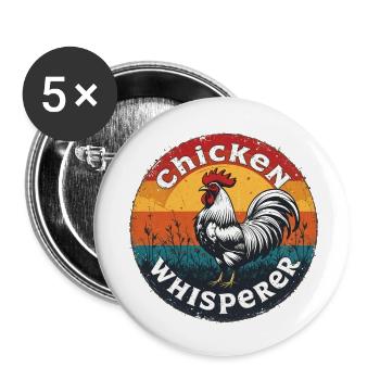 Hühnerflüsterer - chuchoteur de poulet 090433 - Lot de 5 petits badges (25 mm) - blanc - Devant