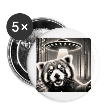 Panda roux OVNI Selfie Alien - Lot de 5 petits badges (25 mm) - blanc - Devant