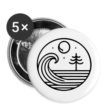 Natur im Einklang – Welle und Mond im Kreislauf - Buttons klein 25 mm (5er Pack) - Weiß - Vorne