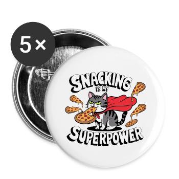 Snacking is my Superpower - Buttons klein 25 mm (5er Pack) - Weiß - Vorne