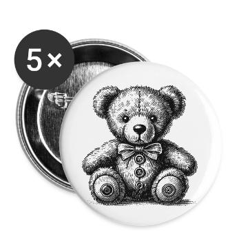 Teddy bear - Buttons small 1''/25 mm (5-pack) - white - Front