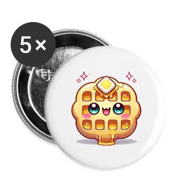 Gauffre kawaii waffle cute - Lot de 5 petits badges (25 mm) - blanc - Devant