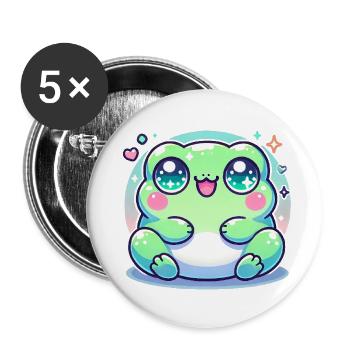 CUTE KAWAII FROG - Buttons small 1''/25 mm (5-pack) - white - Front