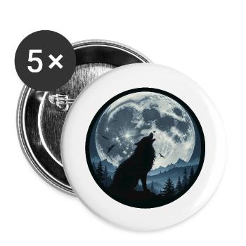 Loup hurlant 3458647 - Lot de 5 petits badges (25 mm) - blanc - Devant