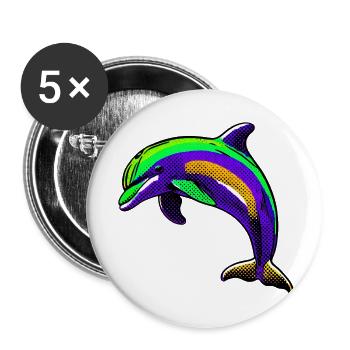 Delfin - Buttons klein 25 mm (5er Pack) - Weiß - Vorne