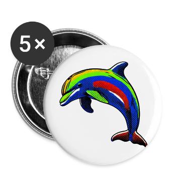 Delfin - Buttons klein 25 mm (5er Pack) - Weiß - Vorne