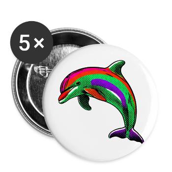 Delfin - Buttons klein 25 mm (5er Pack) - Weiß - Vorne