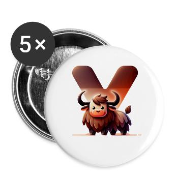 Bachelier sur la lettre V - Lot de 5 petits badges (25 mm) - blanc - Devant