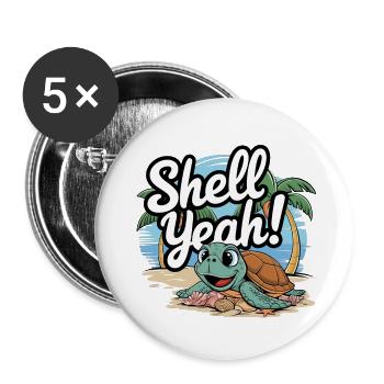 Shell yes - Buttons small 1''/25 mm (5-pack) - white - Front