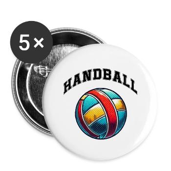 handball - Lot de 5 petits badges (25 mm) - blanc - Devant