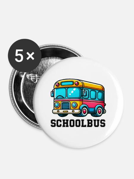 bus comic - Buttons klein 25 mm (5er Pack) - Weiß