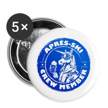Dire de l’équipe d’après-ski Unicorn - Lot de 5 petits badges (25 mm) - blanc - Devant