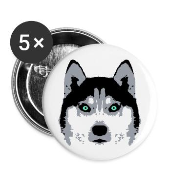Hund Weißer Husky Gesicht Kopf Blaue Augen Cool - Buttons klein 25 mm (5er Pack) - Weiß - Vorne