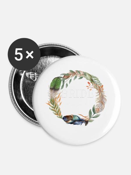 Trensenkranz Boho Blumen - Buttons klein 25 mm (5er Pack) - Weiß