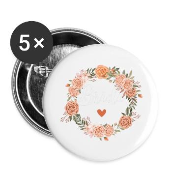 bride florale watercolor - assorti - Lot de 5 petits badges (25 mm) - blanc - Devant