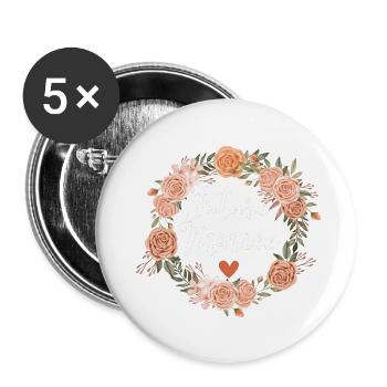 Florales Aquarell für die zukünftige Braut - passend dazu - Buttons klein 25 mm (5er Pack) - Weiß - Vorne