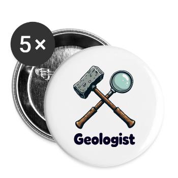 Outils de géologue - Lot de 5 petits badges (25 mm) - blanc - Devant
