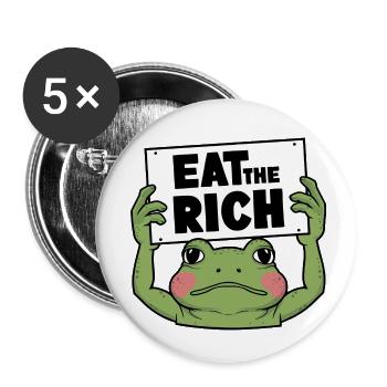 Frosch-Aktivist: Iss die Reichen - Buttons klein 25 mm (5er Pack) - Weiß - Vorne
