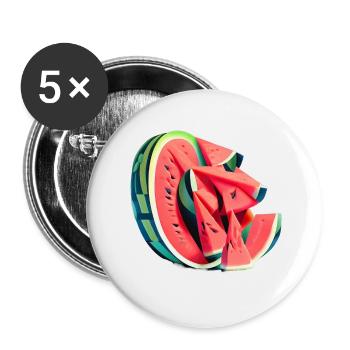 Wassermelone in Stücken - Buttons klein 25 mm (5er Pack) - Weiß - Vorne