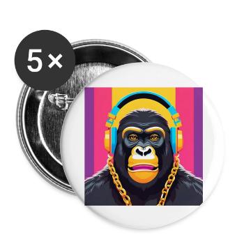 Gorilla, Primat, Affe - Buttons klein 25 mm (5er Pack) - Weiß - Vorne