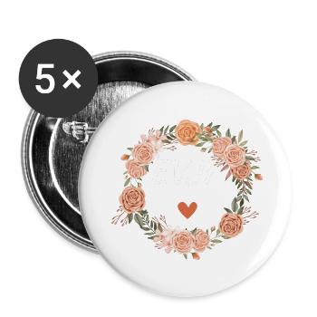 Evjf florale watercolor - assorti - Lot de 5 petits badges (25 mm) - blanc - Devant