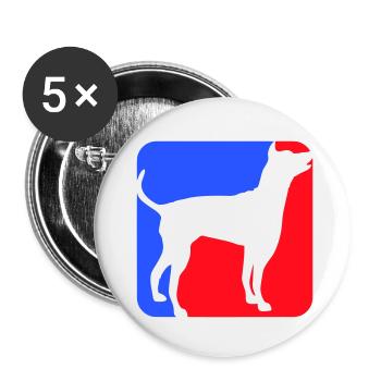 Hund Silhouette Symbol Rot Blau Sport Logo Quadrat - Buttons klein 25 mm (5er Pack) - Weiß - Vorne