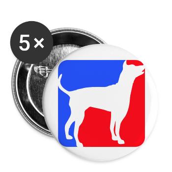 Hund Silhouette Symbol Rot Blau Sport Logo Quadrat - Buttons klein 25 mm (5er Pack) - Weiß - Vorne