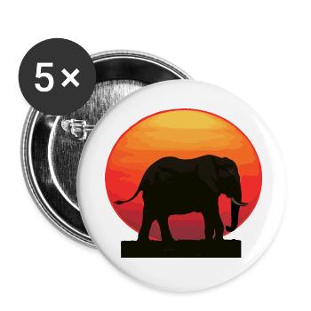 Elefant bei Sonnenaufgang - Buttons klein 25 mm (5er Pack) - Weiß - Vorne